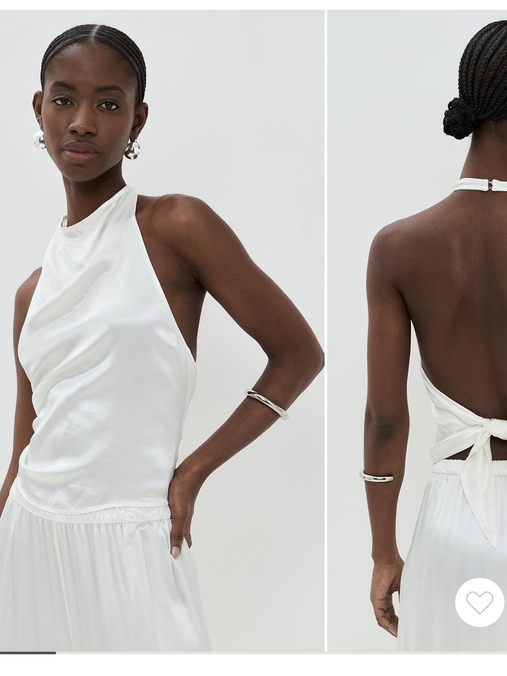 Enza Costa 	Satin Halter in Undyed Pearl Ivory White Back Tie Size S